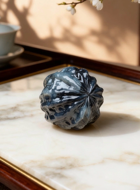 文玩核桃手工雕刻新疆和田玉青花手把件摆件手球解压盘玩收藏礼物