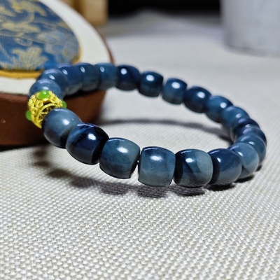 直切珠手链和田玉青花手串
