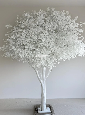 仿真白色榕树酒店婚庆典礼道具树简约落地装饰花艺假树