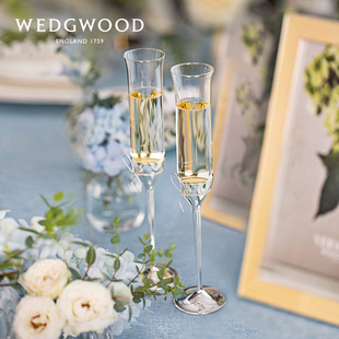 【结婚礼物】wedgwood威基伍德王薇薇verawang爱之结绳香槟杯对杯