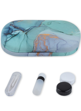 绿色大理石隐形眼镜盒便携式美瞳盒框架镜盒多用盒双层两用眼镜盒