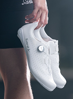 森地客碳纤维底公路锁鞋竞技单车鞋专业白色骑行鞋男无尽