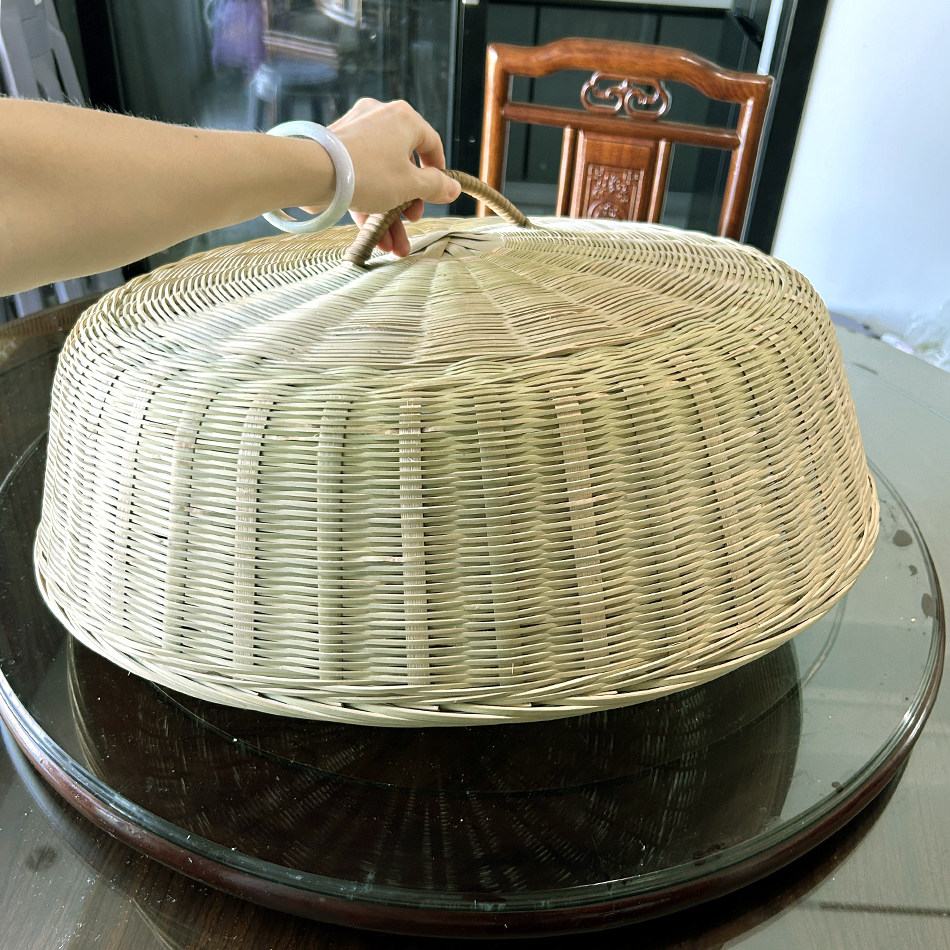 竹编圆形餐桌菜罩带手把饭罩餐桌台盖防蝇防尘竹篮竹盖,特色手工艺,竹编/竹雕,淘宝优惠券,粉丝福利购,淘宝优惠卷