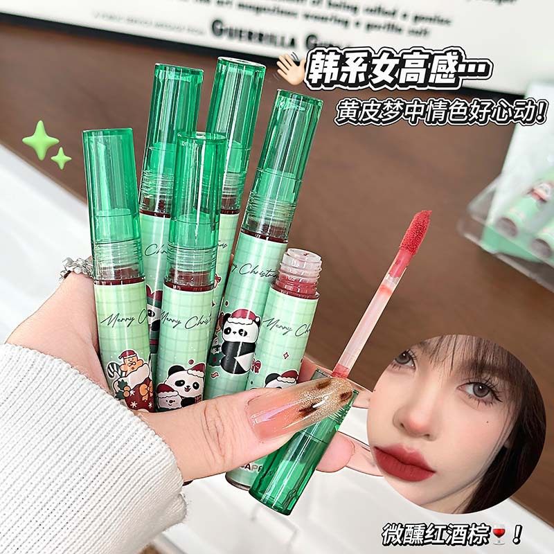 CAPPUVINI熊猫萌彩唇釉套盒 韩系自然显白哑光学生党可爱跨境彩妆