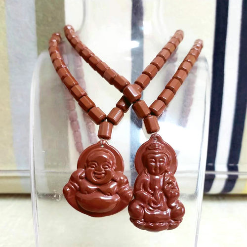 弥勒佛挂件八角珠托玛琳链子锗石