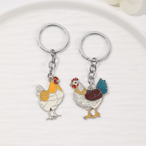 Chicken Key Chain 公鸡钥匙扣花鸡吊坠可爱动物挂件钥匙圈饰品