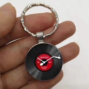 Record音乐唱片时光宝石吊坠项链女饰品跨境欧美时尚 钥匙扣 个性