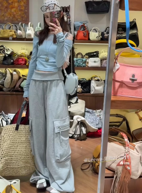 韩国东大门新款韩版时尚百搭显瘦高级感气质工装裤休闲裤套装女