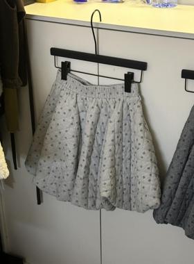 孤品捡漏韩国东大门韩系ins风超级百搭碎花压棉灯笼短裙半身裙