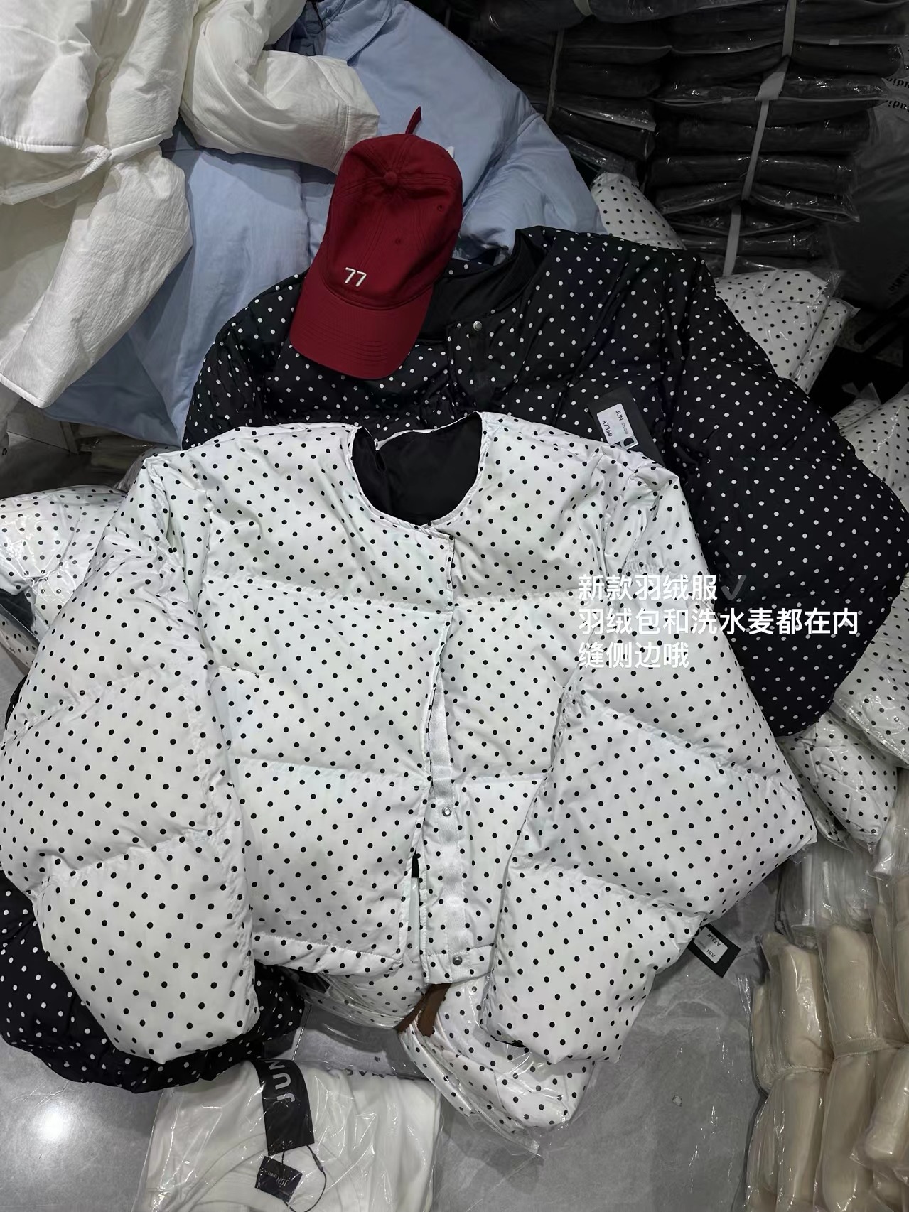 韩国东大门冬季新款波点白鸭绒轻薄羽绒服女时尚百搭宽松外套