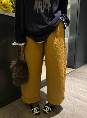 孤品捡漏韩国东大门冬新款ins风韩系松紧腰宽松舒夹棉休闲裤