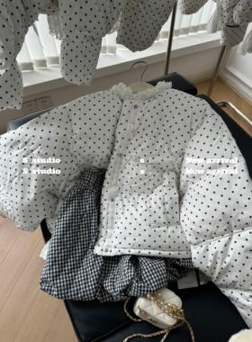 韩国东大门2025冬季新款宽松波点白鸭绒女羽绒服独特超好看外套潮