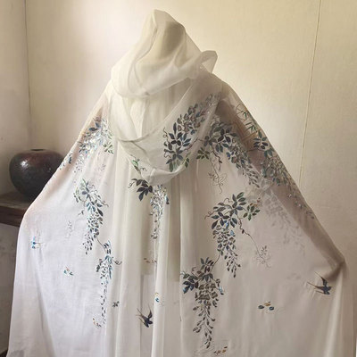 鸣皋堂制衣定制春夏绣花连帽斗篷