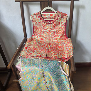 鸣皋堂制衣真丝宋锦马甲100丝蜀锦马甲外套定制新中式上衣