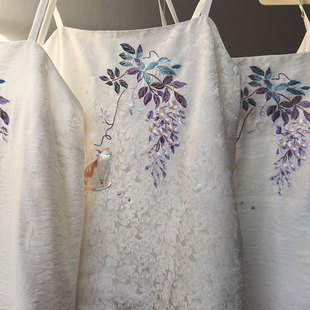 鸣皋堂制衣绣花真丝汉服绣花吊带定制明制宋制内搭后背松紧带