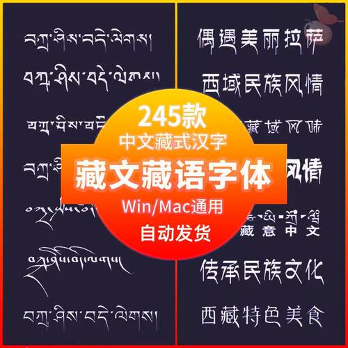 藏语藏文梵文藏式汉字古藏意ps ai设计 TTF字体安装包下载库大全
