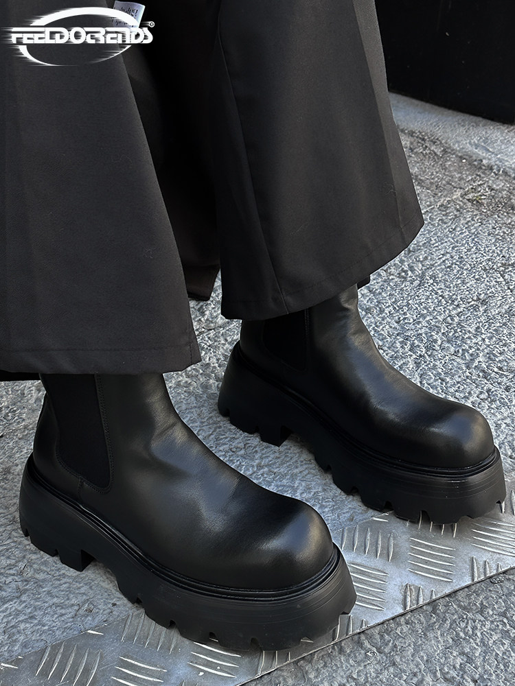 WASTE CAPITAL TRENDY WINTER CHELSEA MARTIN BOOTS MENS HIGH-TOP BRITISH STYLE THICK-SOLED HEIGHTENED LONG SLEEVE CHIMNEY BOOTS