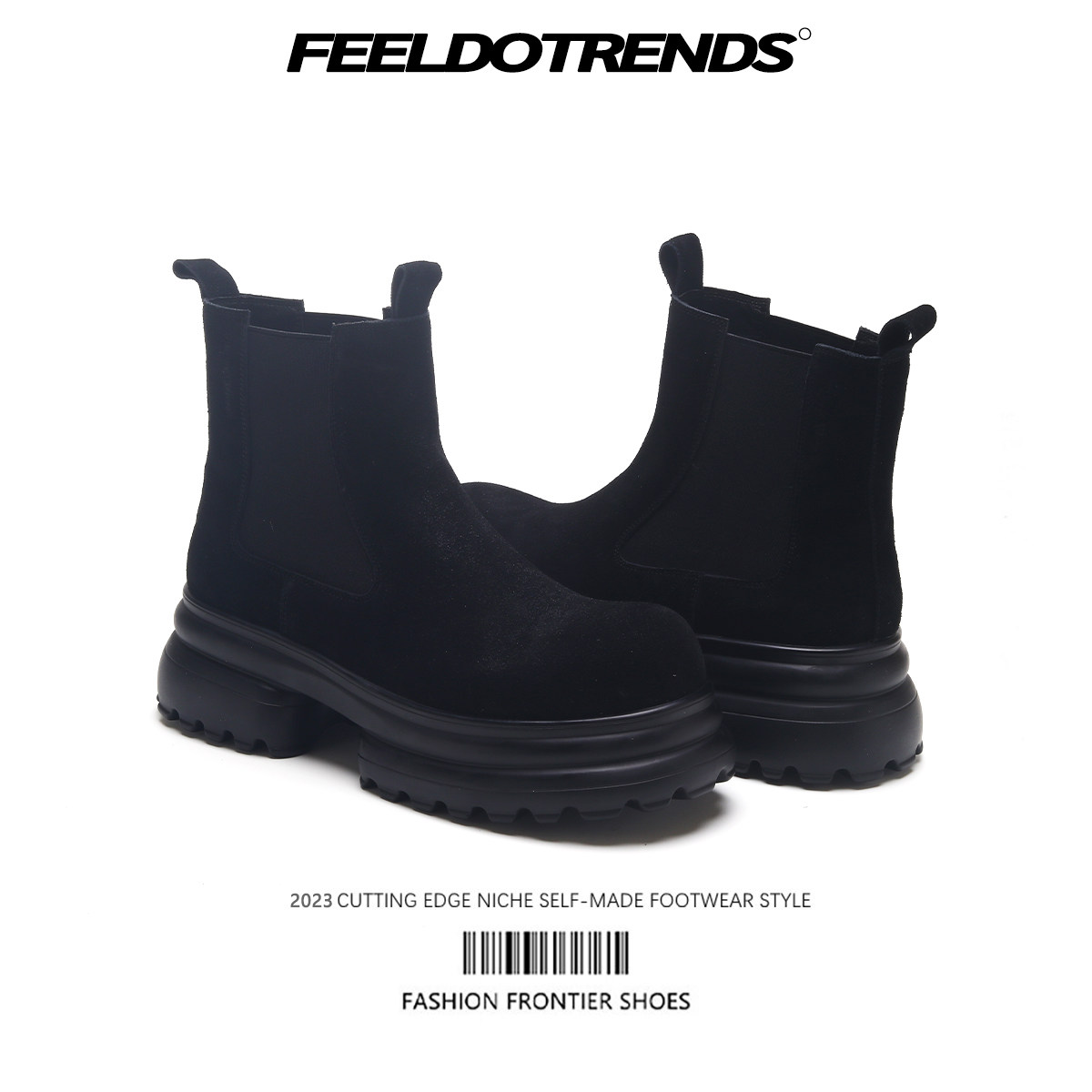 JERSEY BOOTS MENS HIGH-TOP FLAT-BOTTOMED LEATHER BOOTS MATTE SUEDE RETRO PLATFORM BOOTS