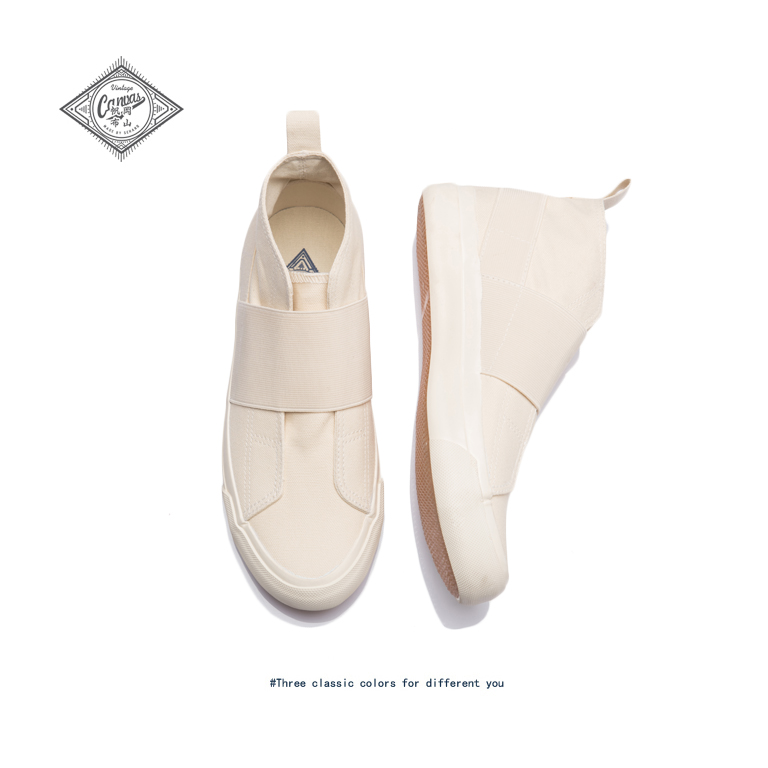 新品复古高帮一脚蹬山本风帆布鞋