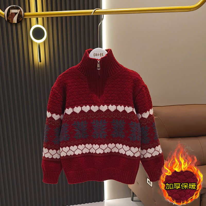 韩国童装女童拉链衫毛衣加厚保暖