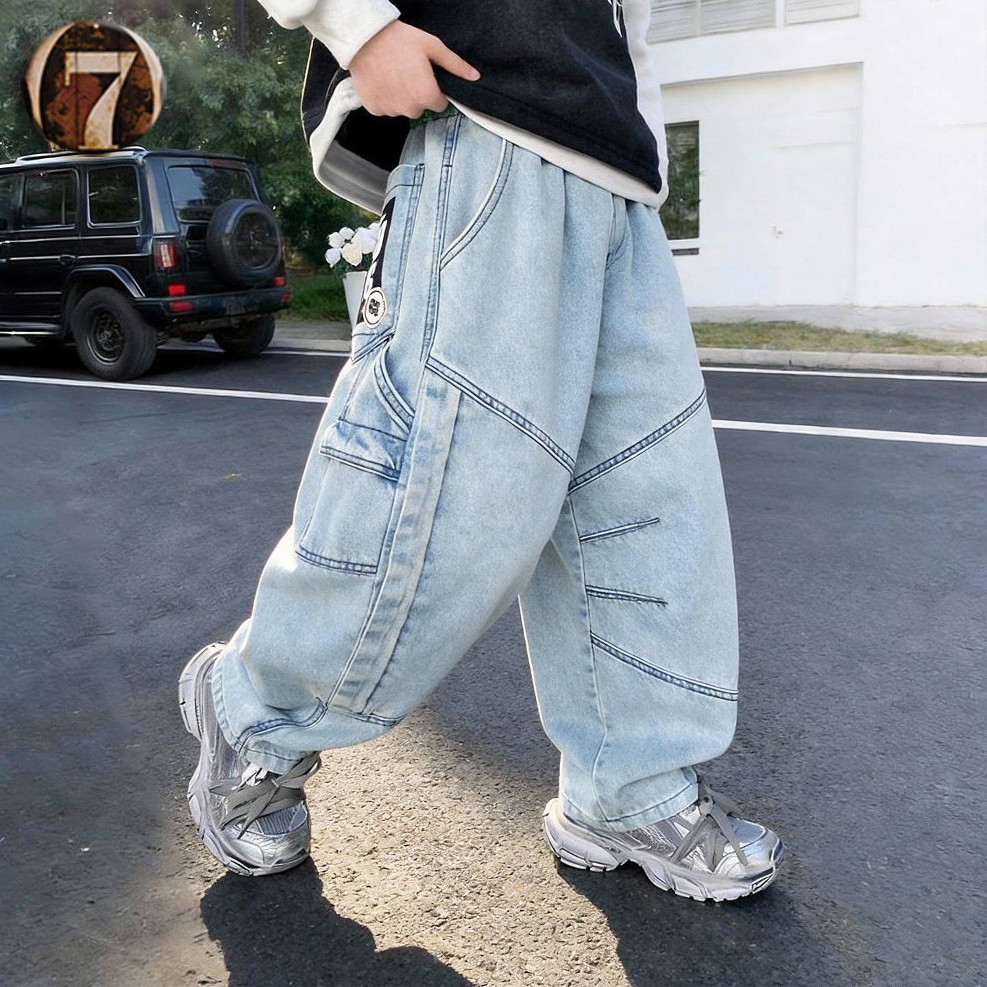 男童牛仔裤春秋新款韩版帅气中大童宽松直筒长裤儿童拼接休闲裤子,童装/婴儿装/亲子装,裤子,淘宝优惠券,粉丝福利购,淘宝优惠卷