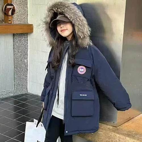 女童冬款加绒派克服兔毛外套