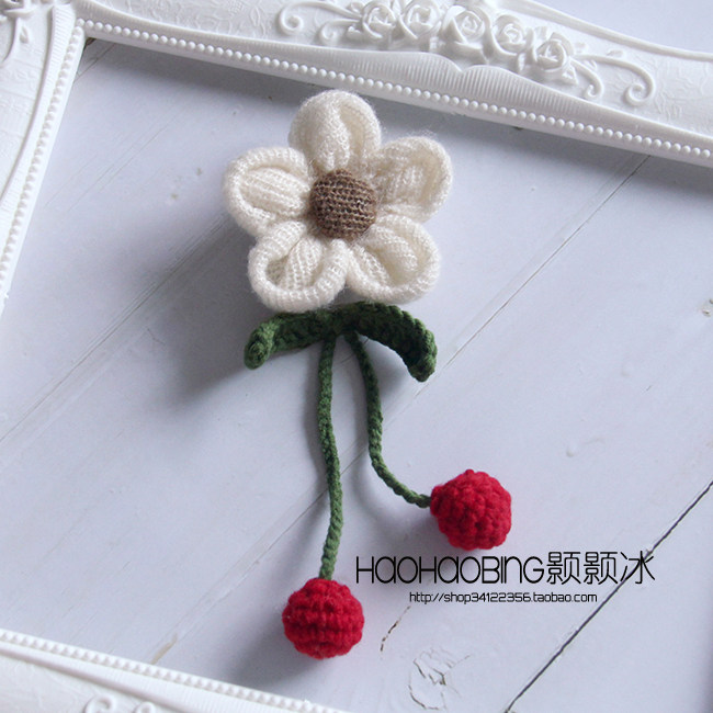 纯手工制作少女甜美可爱花朵与樱桃多用胸针花朵边夹樱桃毛衣胸针,饰品/流行首饰/时尚饰品新,胸针,淘宝优惠券,粉丝福利购,淘宝优惠卷