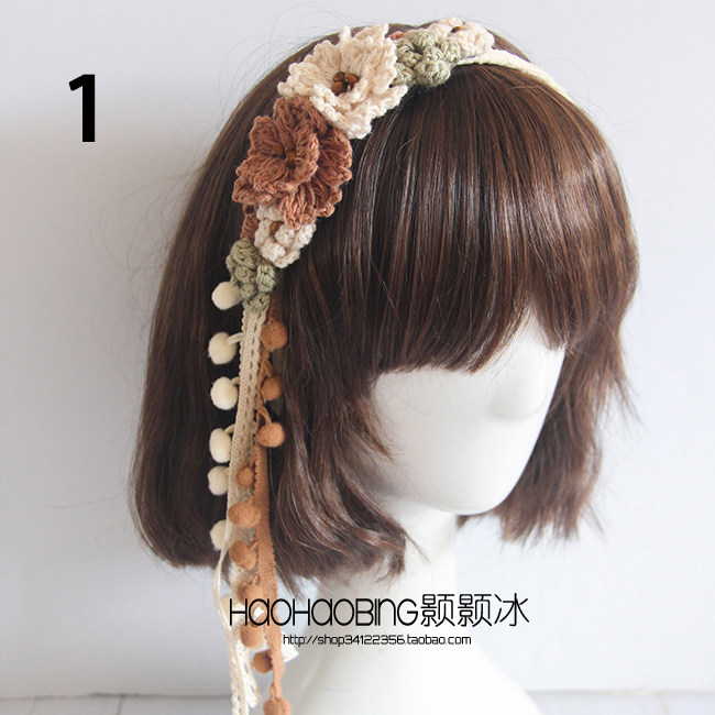 独家 日系森系森女系 纯手工钩编 蕾丝 花朵双花流苏发箍,饰品/流行首饰/时尚饰品新,发饰,淘宝优惠券,粉丝福利购,淘宝优惠卷