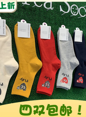 2026韩国东大门725新品爱心眼睛棉袜现时尚百搭休闲中筒袜子女