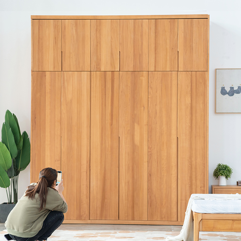 木朵朵定制全实木红橡木简约衣柜