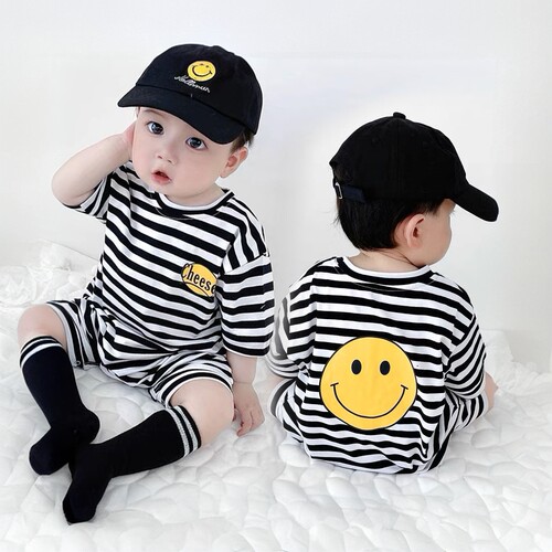 婴儿半袖连体衣新生儿夏季短袖哈衣爬爬服男宝宝夏装薄款外出衣服