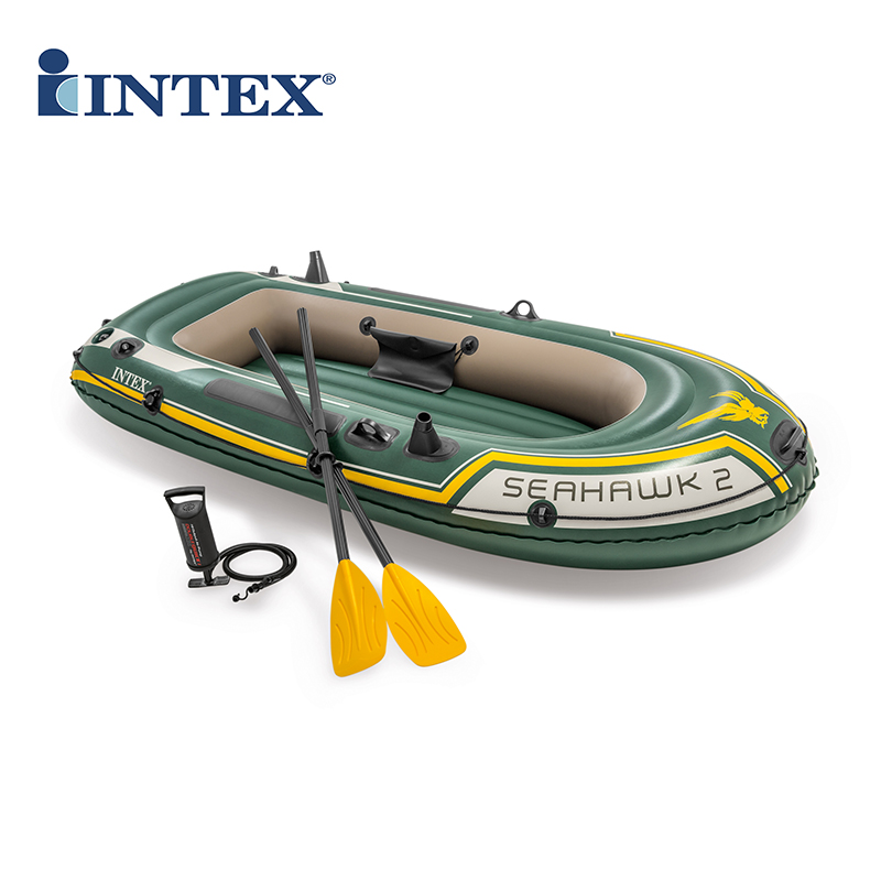 INTEX皮划艇充气船橡皮艇加厚钓鱼船加大户外冲锋舟橡皮船汽船