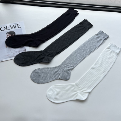 轻奢高阶版含山羊绒~微闪亮丝超薄小腿袜中高筒袜纯色堆堆袜女