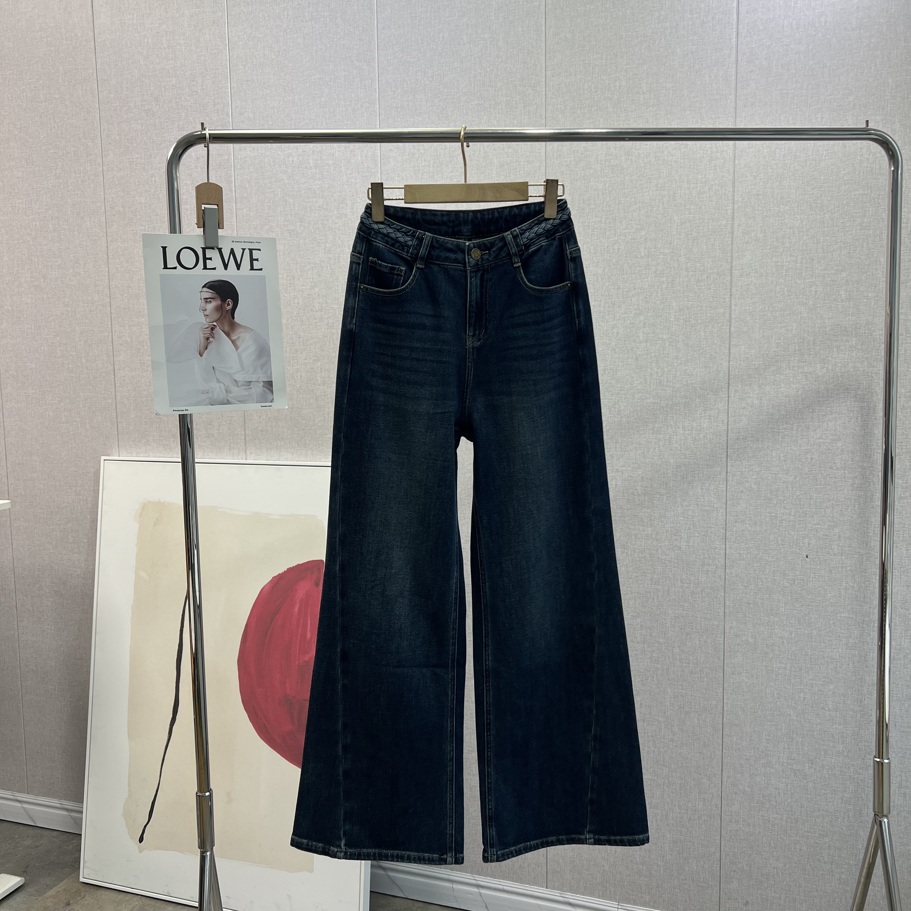 版型超好看复古蓝色牛仔裤女2025新款高腰显瘦松弛感阔腿牛仔裤