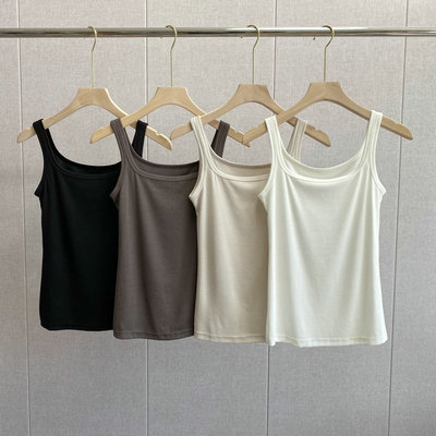 不买后悔！蚕丝长绒棉混纺螺纹肌理小背心吊带滑糯透气小方领内搭