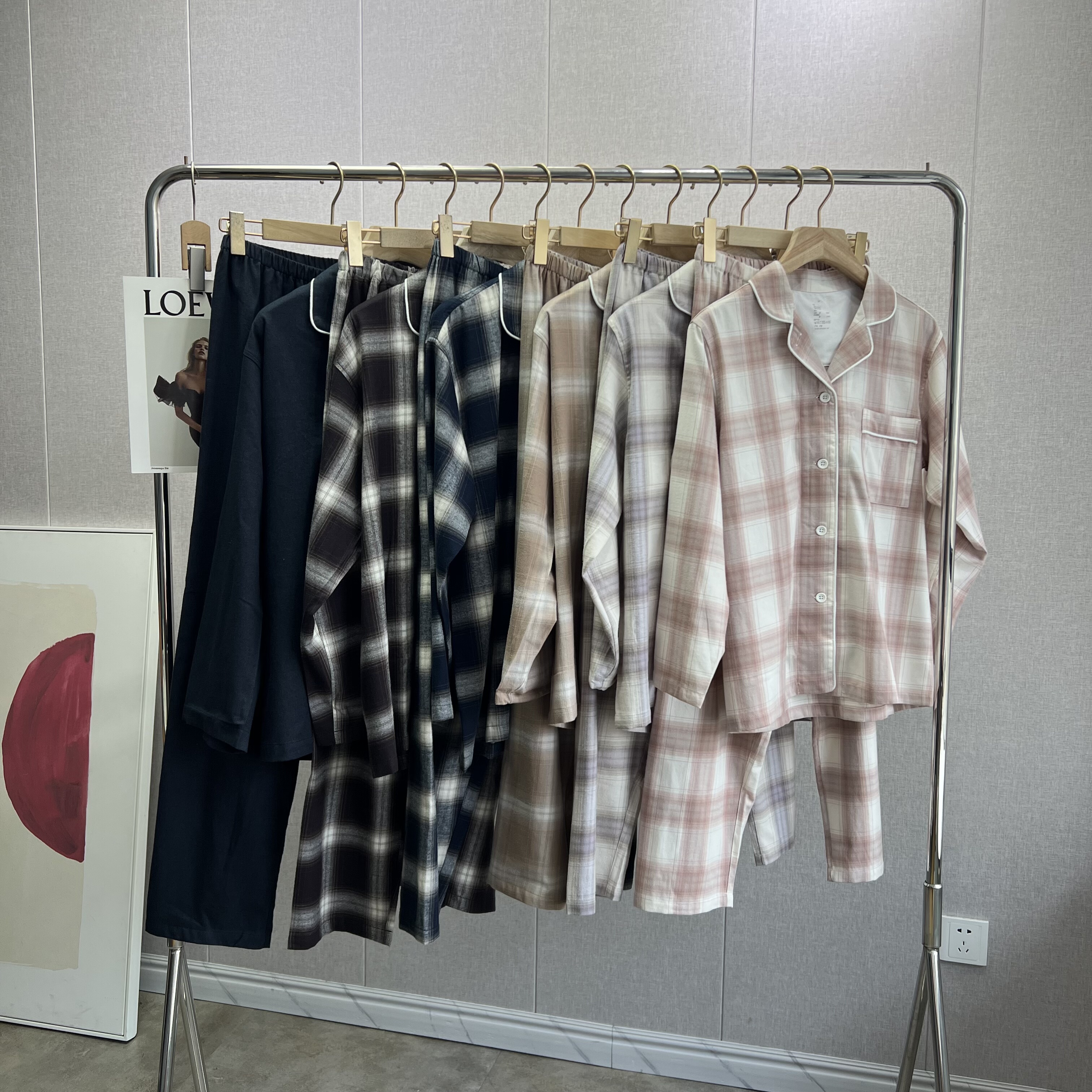 穿过都恋恋不忘～情侣款无印风格子纯棉磨毛家居服系列