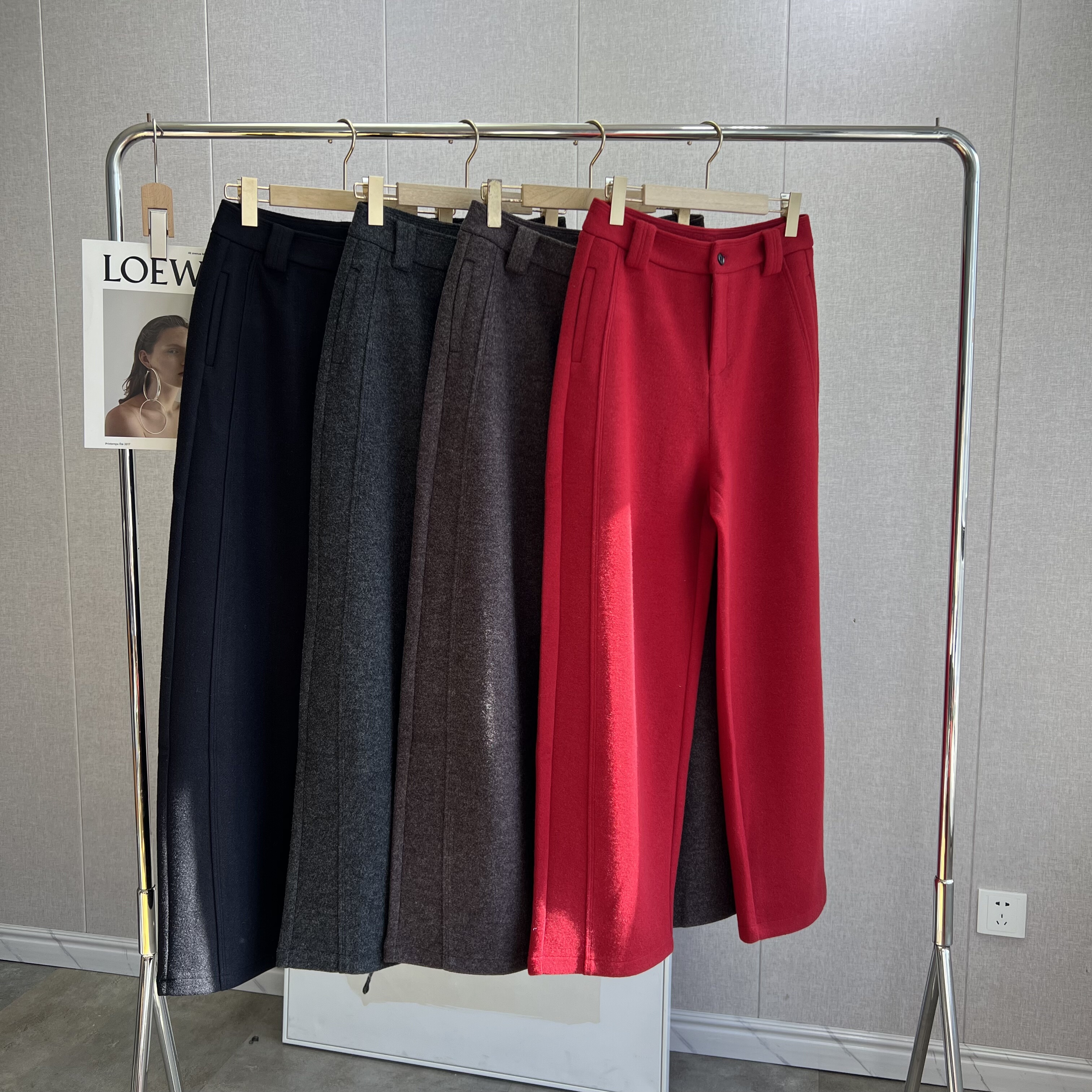 1.3k顶奢高货 绒感高级灰通勤西裤女秋冬季羊毛加厚月牙休闲裤