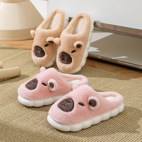 女冬季室内防滑保暖秋冬可爱卡通棉拖鞋半包跟毛绒月子软底鞋