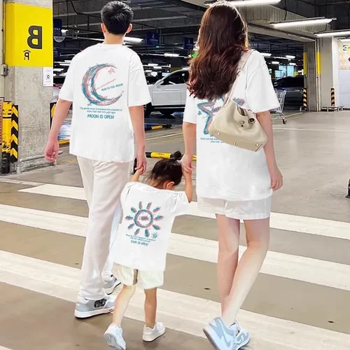 夏季新款亲子装纯棉短袖T恤班服