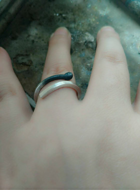 手工足银朋克风小众开口定做尾戒