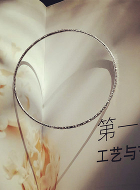 handmade Sterling silver bracelet手工足银锤面细手环闭口女款