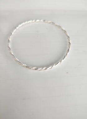 handmade Sterling silver bracelet手工足银麻花细手环闭口手镯