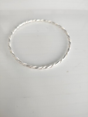 handmade Sterling silver bracelet手工足银麻花细手环闭口手镯