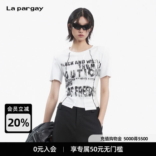 Lapargay修身收腰明线分割T恤