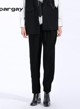 纳帕佳甜酷高腰印花休闲裤2025春夏新款女式黑色个性时尚小众裤子