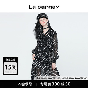 纳帕佳2026春季新款设计感小众雪纺连衣裙长袖收腰甜美不规则裙子