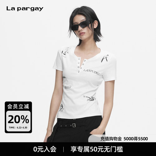Lapargay亨利领排扣修身T恤