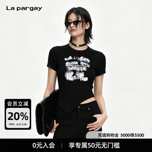 Lapargay高街潮酷涂鸦圆领T恤