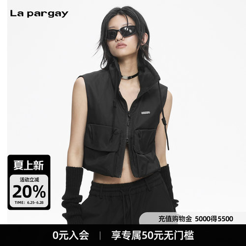 Lapargay 立领无袖短款上衣 机能高街 领口抽绳结构 L78101408C