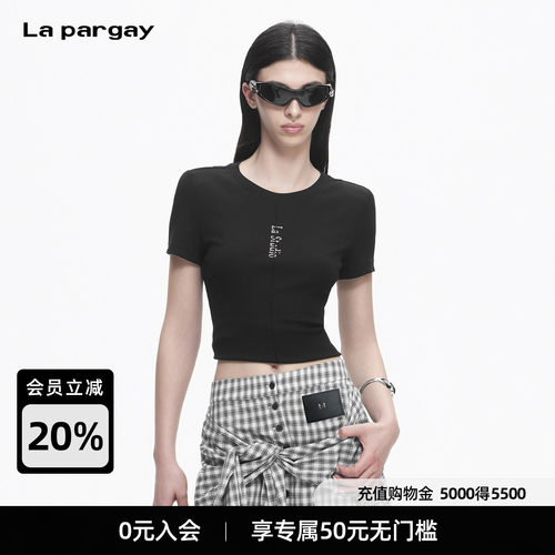 Lapargay修身短款字母T恤